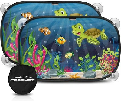 CARAMAZ Sonnenschutz 48x30cm Auto Baby - 2 Stück mit UV Schutz & Saugnäpfen Unterwasser