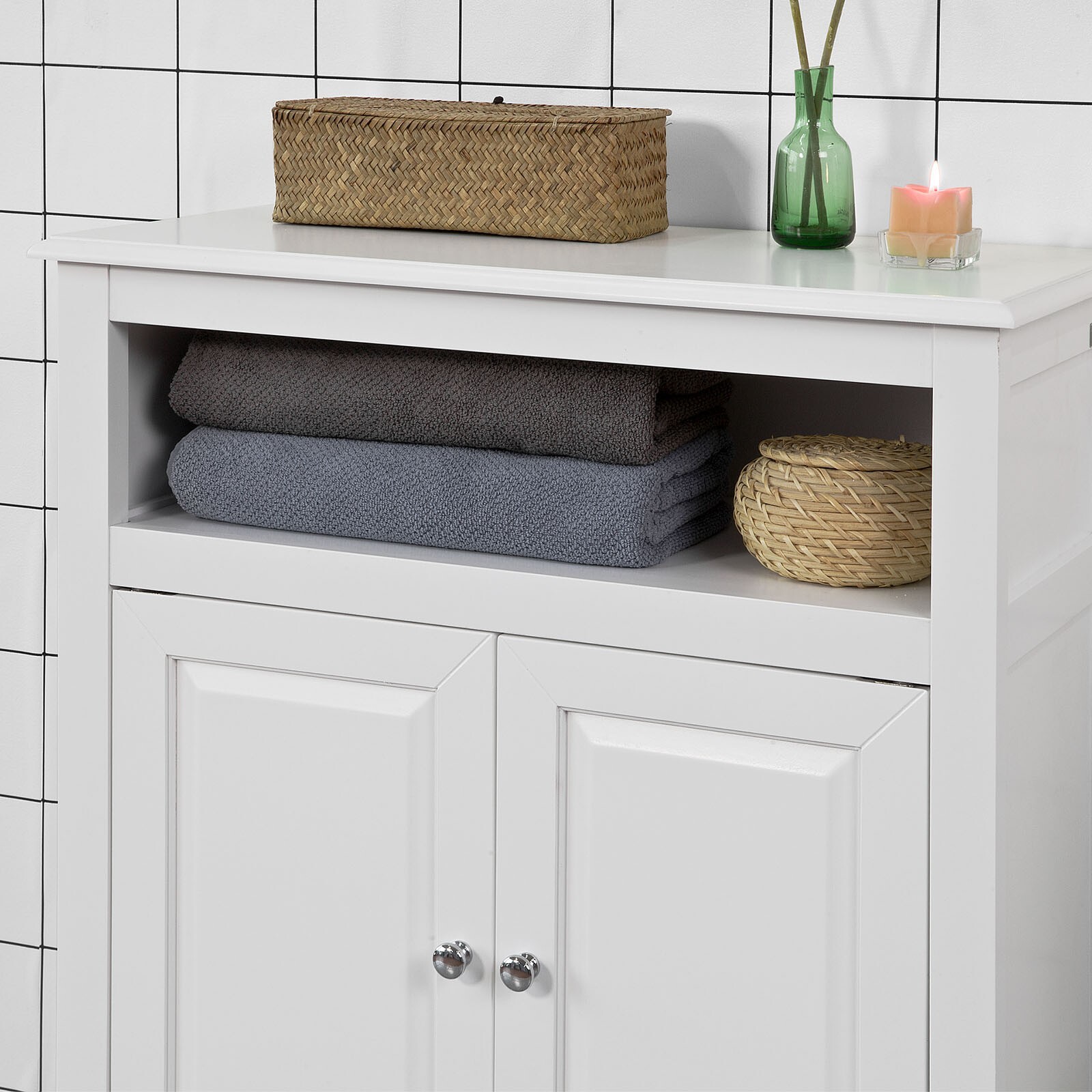 SoBuy White Bathroom Storage Storage Cupboard Bathroom Shelf