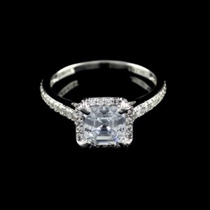 Authentic 3 Ct Simulated Asscher Diamond Solitaire Wedding Ring 14k White Gold Plated
