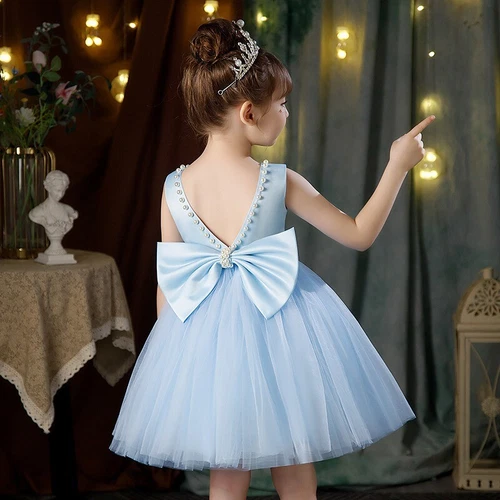 Girls Flower Bridesmaid Bow Princess Dress Party Fancy Wedding Birthday Dresses - Picture 9 of 24