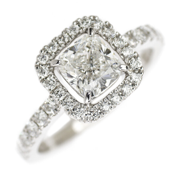 Monikkendam Pt900 cushion cut diamond ring 1.01ct E VS1 EX #10.5 
