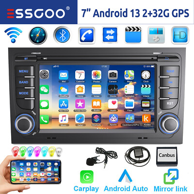 Android 13 Autoradio Carplay GPS Navi RDS MIK Kamera Für Audi A4 S4 RS4 B6 B7 B8