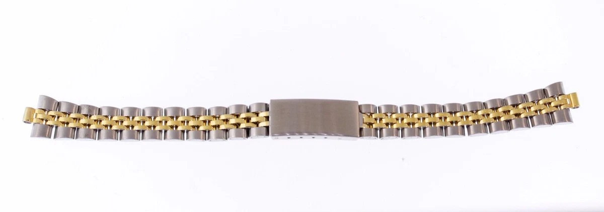 Bracelet Montre 18 Mm Bicolore Acier Plaqué Or - Boucle Déployante - NOS