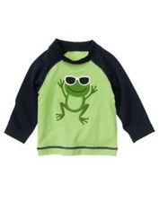 GYMBOREE SWIM SHOP GREEN COOL FROGGY L/S RASHGUARD 6 12 18 24 2T 3T 4T NWT