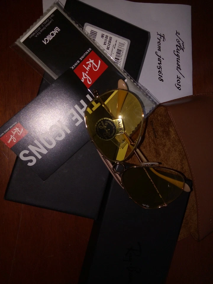 RAYBAN SUNGLASSES AMBERMATIC SHOOTER 🕶2 AVIATOR RB3138 001/4A PILOT NEW LIM ED - Image 4 of 4