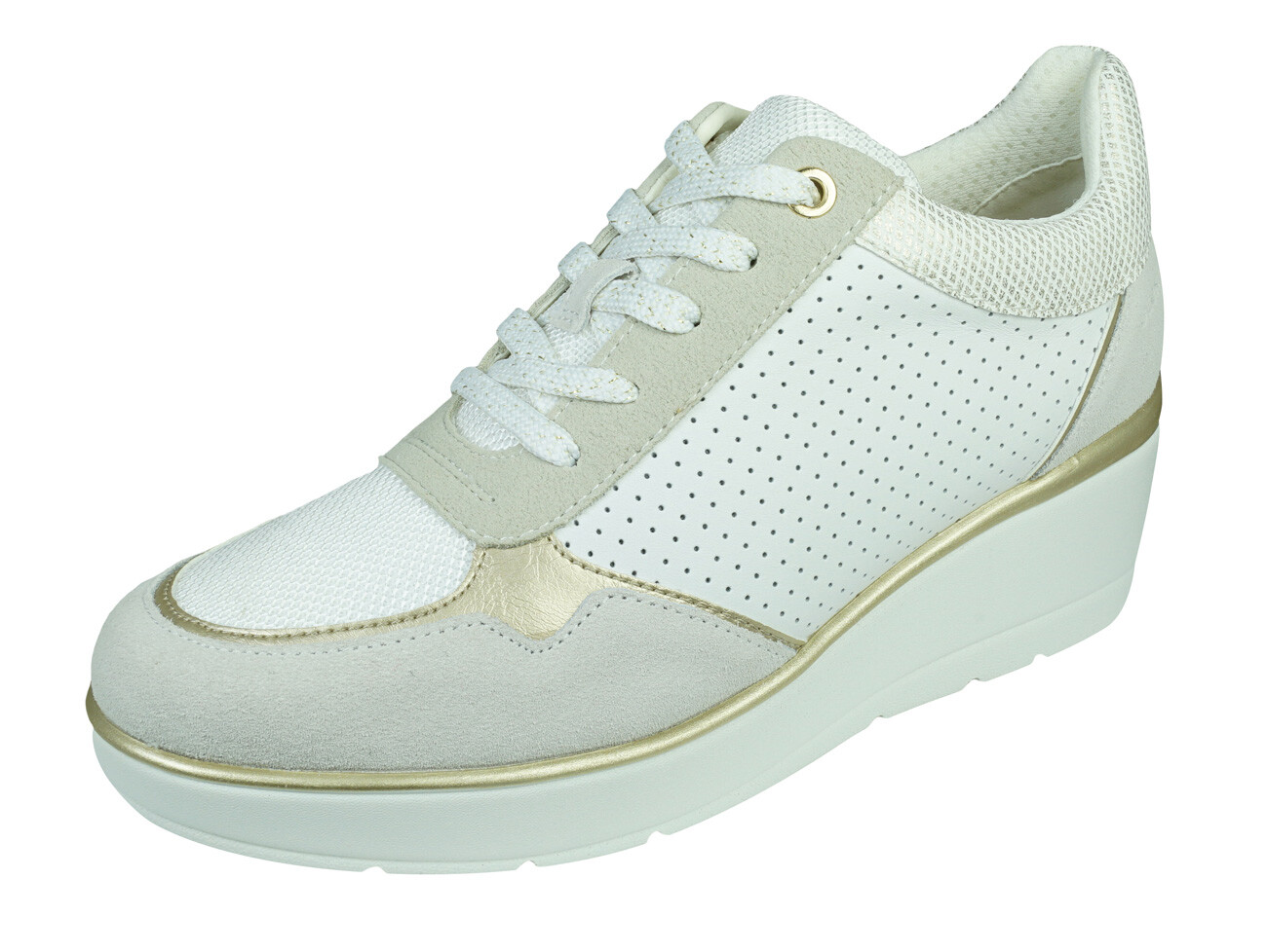 Geox D Ilde A Womens Nappa Leather Wedged Sneakers Zipper - White | eBay