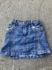 Gymboree Girls Denim Skirt Sz 5 Jean Vintage Flowers adjustable waist