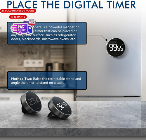 Digital Kitchen Timer, 3.8'' Large LED Display Countdown Countup Timer, Timer fo - Picture 7 of 12