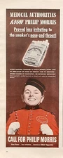 Vtg Print Ad 1944 Philip Morris Smoking Tobacco Retro Man Cave Gift Decor WW2