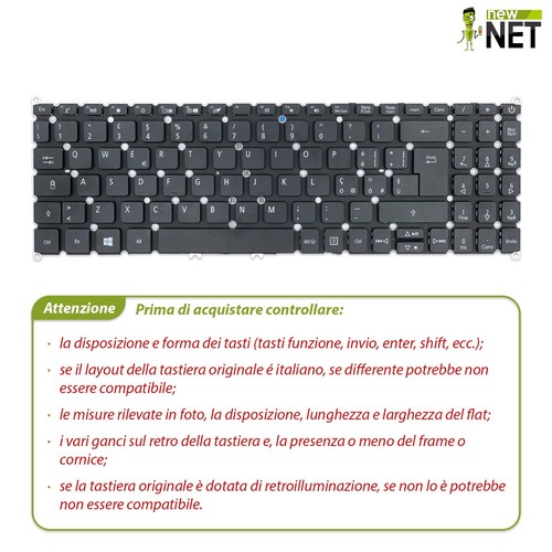 Tastiera compatibile con Acer N18Q13 N19C1 N19H1 ITALIANA - Afbeelding 4 van 6