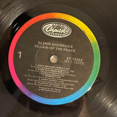 Glenn Shorrock – Villain Of The Peace Vinyl, LP 1983 Capitol
