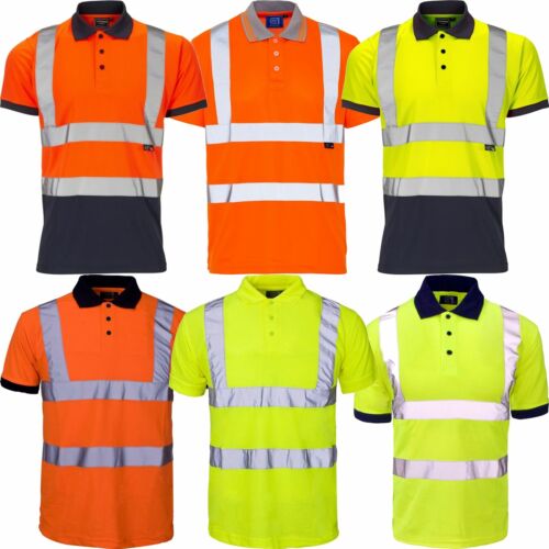 SuperTouch Work Hi Vis Viz Yellow Orange High Visibility Workwear Polo Shirt - Picture 1 of 50