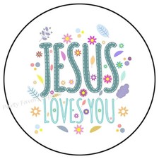 JESUS LOVES YOU ENVELOPE SEALS LABELS STICKERS PARTY FAVORS