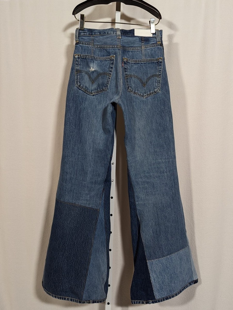 Jeans Flare Patchwork Re/Done X Levi's Hippie Années 60/70 - Taille 28x32, Très Bon état Occasion