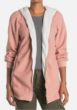Forgotten Grace Women's Pink Contrast Zip Front Hood Jacket Size Small