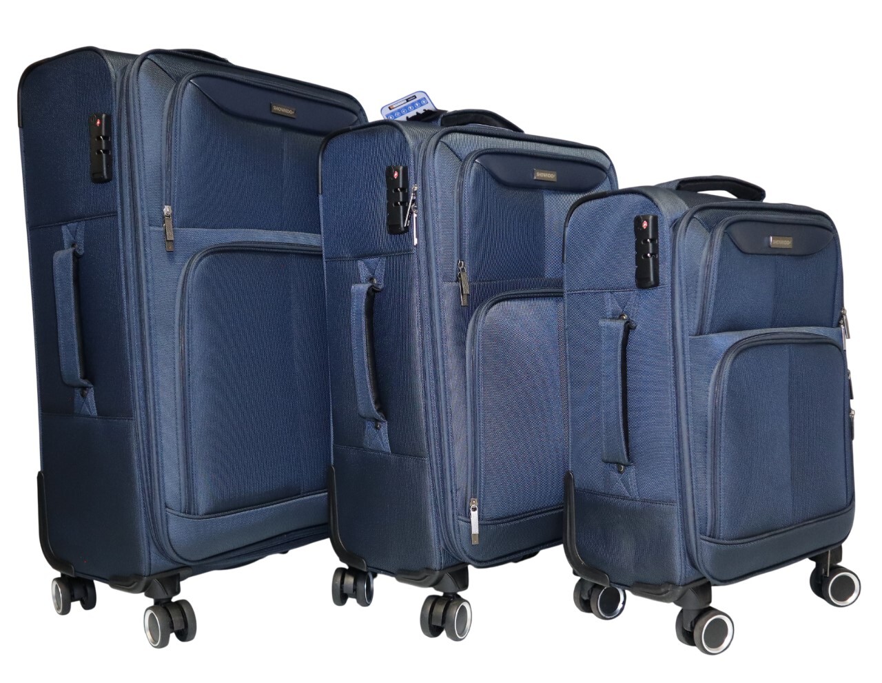 Showkoo 3-Teilig Set Maleta Ampliable Stoffkoffer, Tsa , 4 Ruedas, Azul