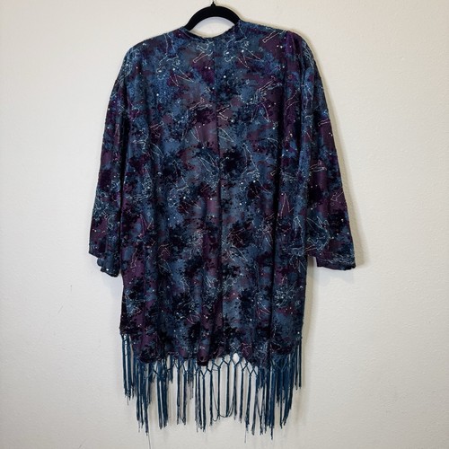 Disney Torrid Tinkerbell Frange Cardigan Donna 3X Viola Blu Kimono Texturizzato - Foto 7 di 8