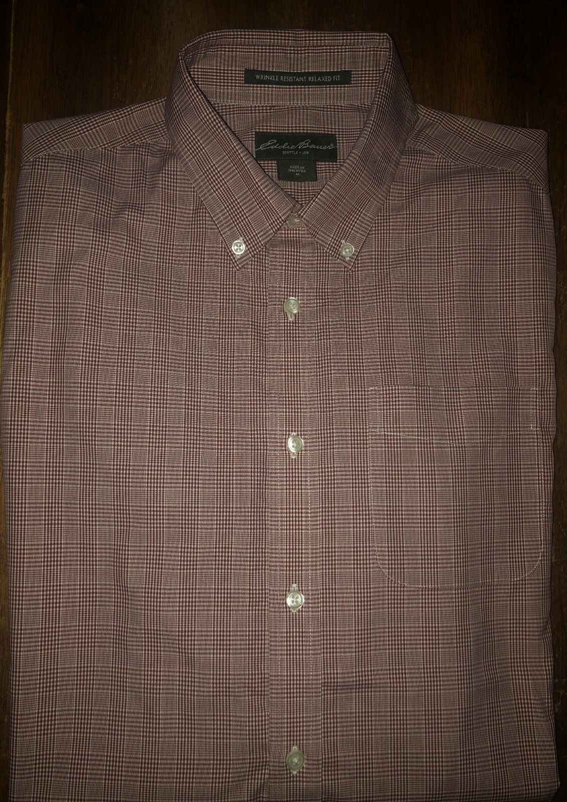 Men's Eddie Bauer Relaxed Fit Long Sleeve Plaid Button Front Shirt Size Medium M