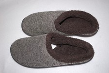Mens Slippers TWO TONE BROWN LOW BACK SCUFFS Sherpa Lined, Rubber Sole M 9-10