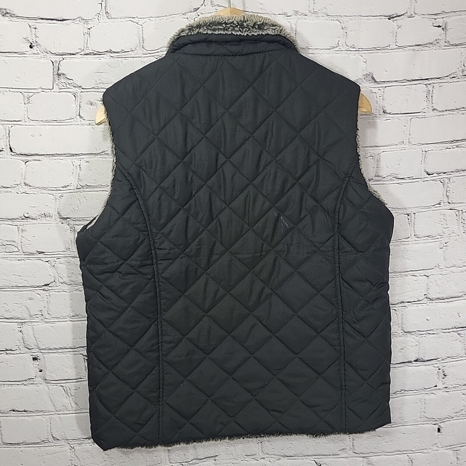 Winter Dream Vest Womens M Medium Black Faux Fur Lined Winter Warm eBay