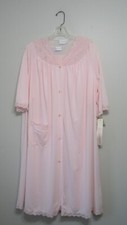 Vintage Shadowline Pink Robe/Nightgown Set Nylon Embroidery Lace Size M NOSWT