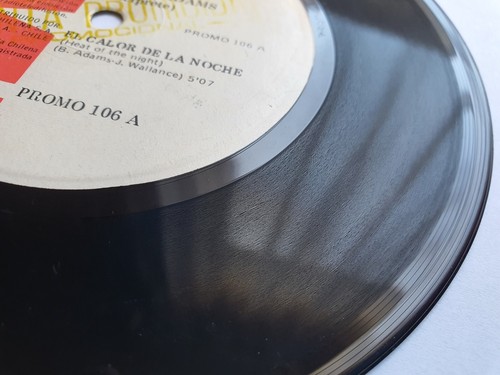 BRYAN ADAMS HEAT OF THE NIGHT/HEARTS ON FIRE 1977 (!!!) PROMO ONLY CHILEAN PRESS - Imagen 4 de 12