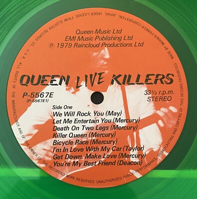 ['79年帯付きグリーン/レッド盤LP] クイーン・ライブ・キラーズ QUEEN Live Killers LP 1979 1st Press JAPAN Green & Red
