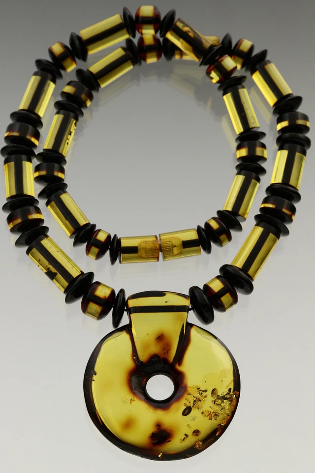 Colar Gargantilha Pingente ÂMBAR BÁLTICO Genuíno Contas Verdes DONUT 38,4g 181106-5 - Imagem 2 de 4