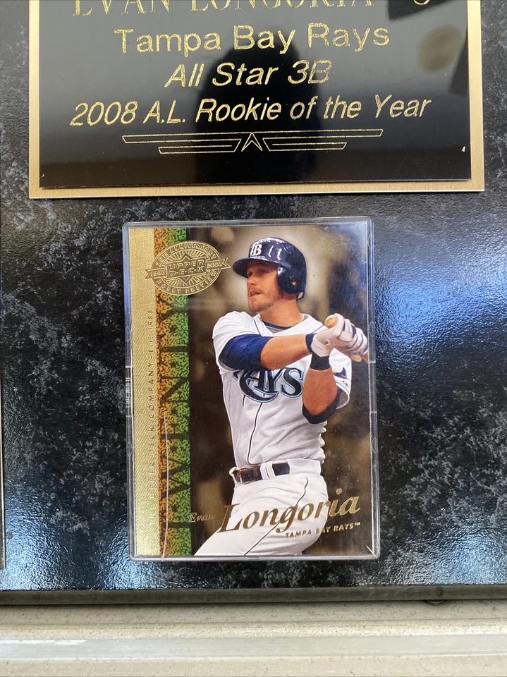 Foto y tarjetas enmarcadas con placa de béisbol MLB Evan Longoria Tampa Bay Rays Foto 3 de 3