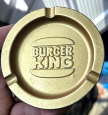 "Cenicero de metal vintage de 3,5"" Burger King de los años 80 comida rápida restaurante publicidad"