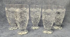5 American Cut Glass Iced Tea Tumbler Diamond & Fan Pattern USA 1920s s-1B