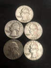 SILVER Quarters 1940-1959 90% Pure Lot Of 5 Coins 0.904 OZT of Silver