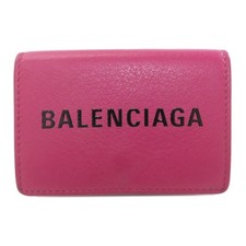 BALENCIAGA 516402 Logo tri-fold wallet Bifold Wallet with Coin Pocket Leathe...