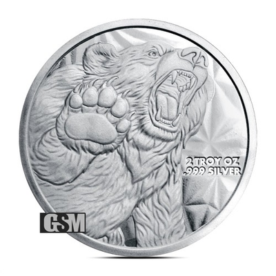 #ad 2 oz Bull and Bear Silver Round GSM $204.92