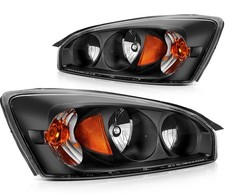 Headlights Assembly Black Pair For 2006-08 Chevy Malibu Headlamps Replacement