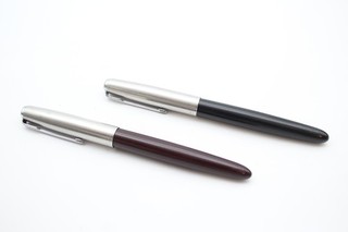 Vintage Parker 51 Fountain Pens Writing 14ct Gold Nibs Inc Brushed Steel Cap x2