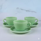 💠 Fire King Jadeite Restaurant Ware Cup and Saucer Sets - Set of 3 Excellent