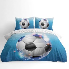 Image of 3D Football Print Duvet Cover Set Microfiber Bedding Set Kids Adults Bed Decor