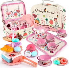 Tea Party Set for Little Girls, Flower Tea Sets Toys for Toddlers Girls Age 3 4