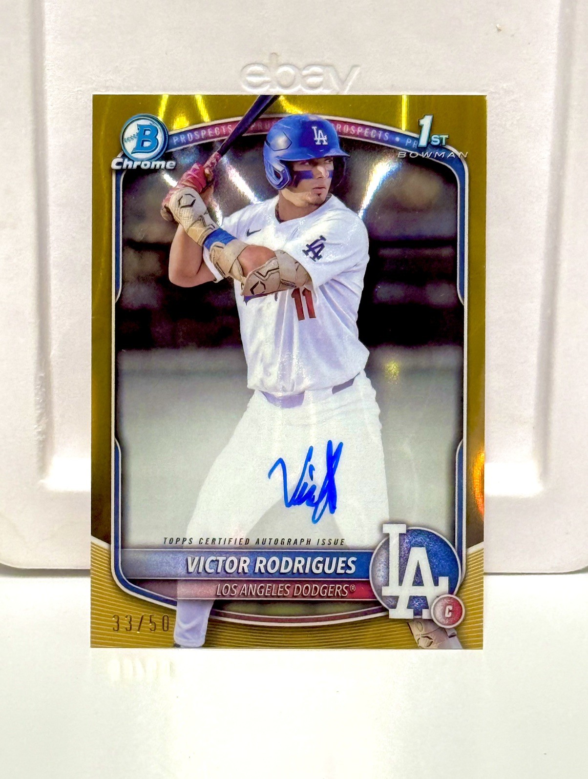 2025 BOWMAN CHROME VICTOR RODRIGUES AUTO /50 1ST GOLD REFRACTOR
