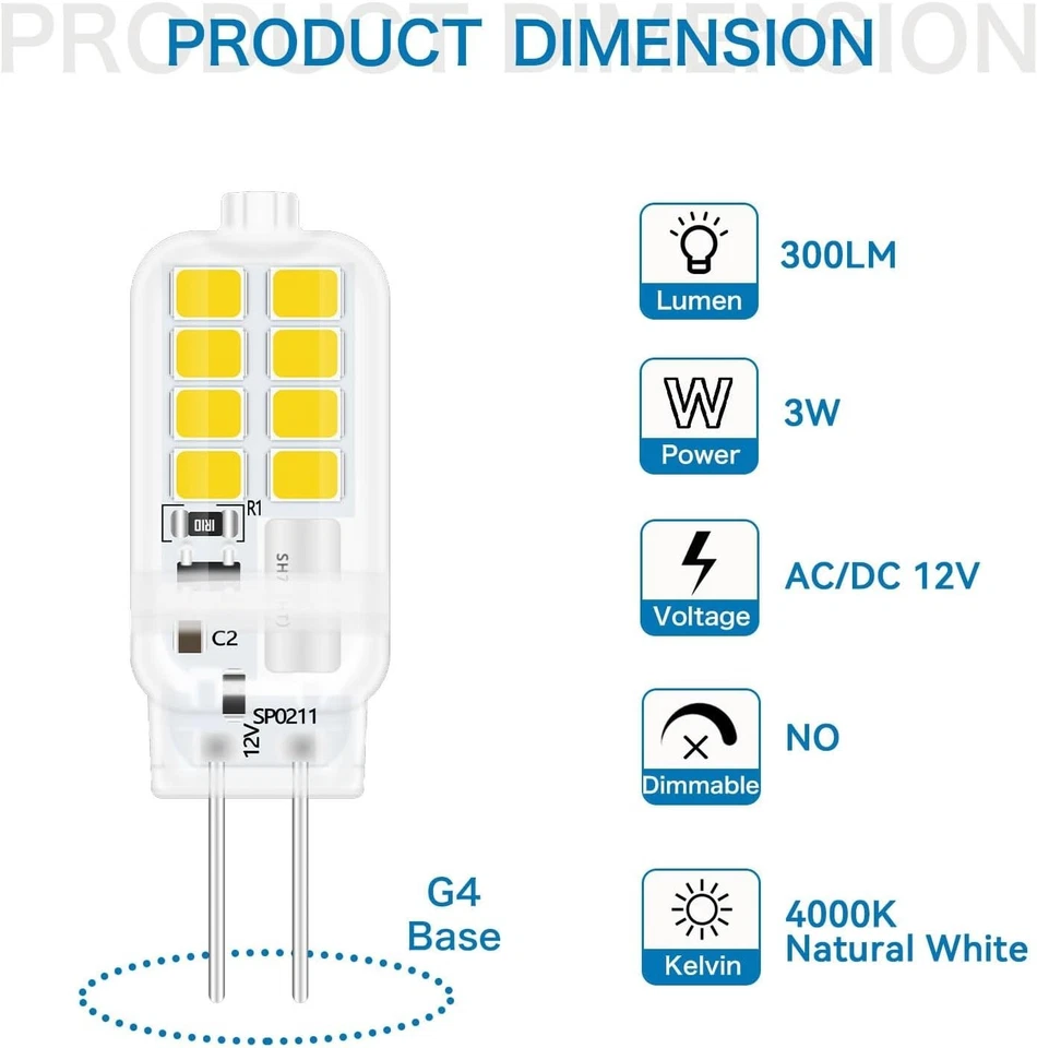 G4 LED Lampe 12V 3W (6 Stück), Neutralweiß 4000K, Energiesparend & Langlebig - Bild 4 von 4