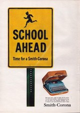 1957 Vintage Print AD - Smith Corona Electric Typewriter School Ahead - Wall Art