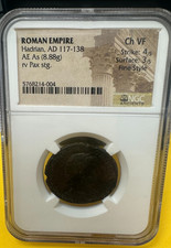 NGC Ch VF Roman Hadrian AD117-138 NGC