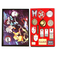 FOX MASK LOGO Demon Slayer 15 Pcs. Necklace Key Chain Set Butterfly/Hat/Axe 