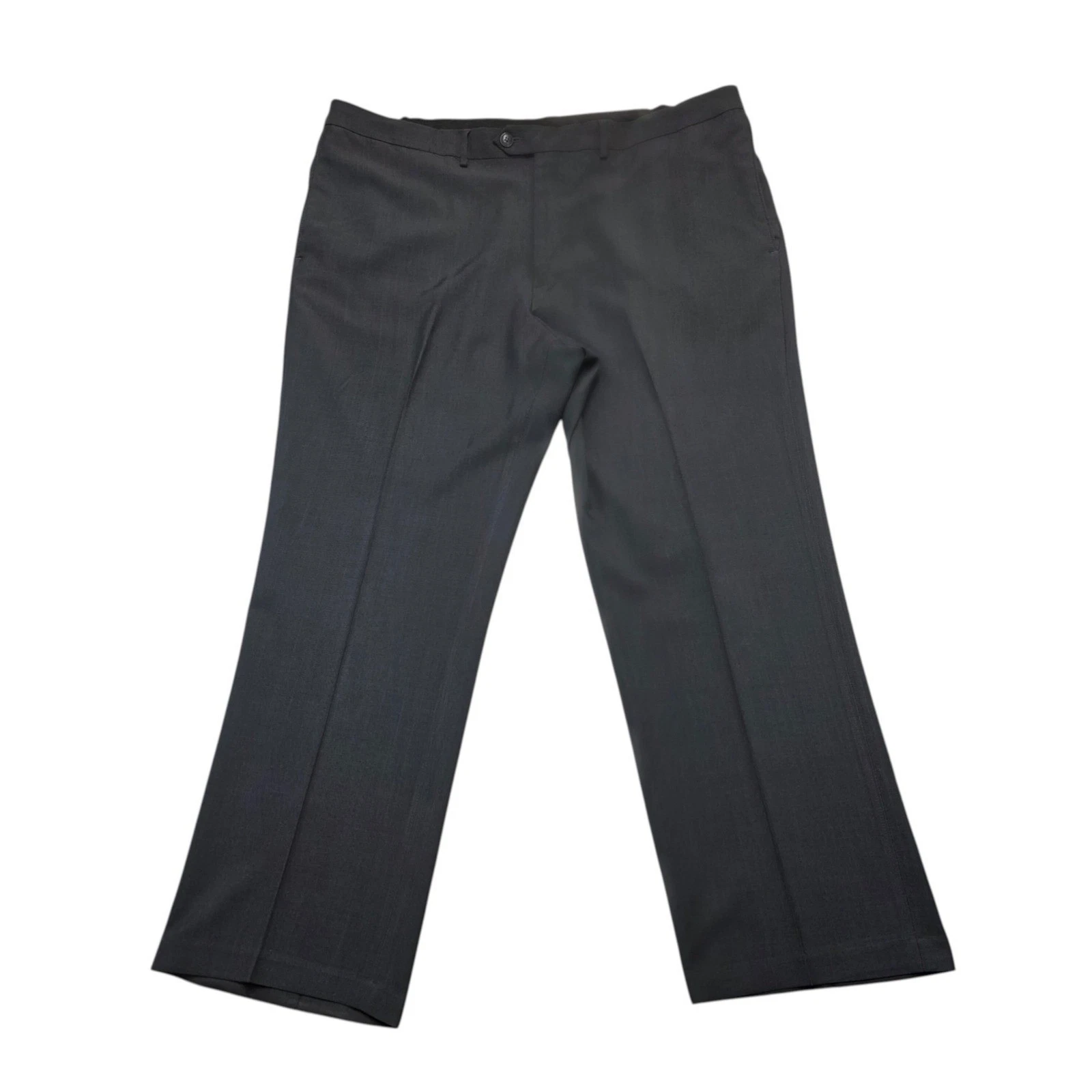 Haggar Mens Classic Fit EcLo Stria Dress Pants Gray Repreve 42x30 Recycled