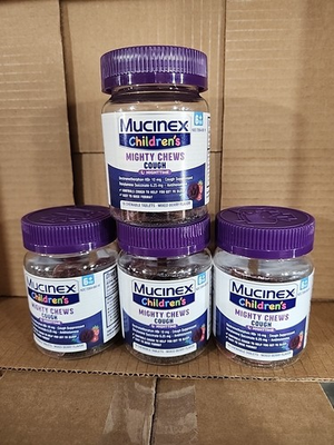 #ad MUCINEX Children#x27;s Mighty Chews COUGH 4 PACK Nighttime Berry Flavor 16ct Ea $25.99