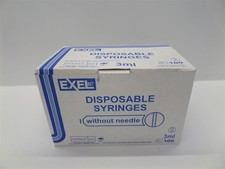 Box Of 100 Exel 3ml Luer Lock Tip Syringe Without Needle 210412 Exp. 03-12-2026