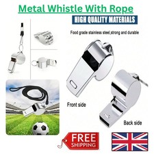 Whistle Referee Football Sports Metal Silver Rope Keyring School Rugby (Pack 2)