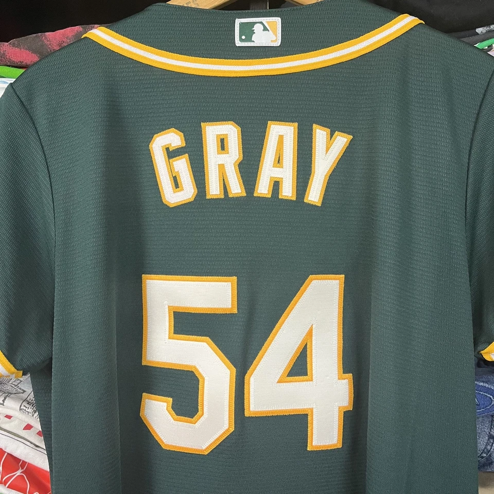 NUEVA Camiseta de béisbol Majestic Oakland Athletics Sonny gris #54 para mujer XL MLB NUEVA CON ETIQUETAS Foto 2 de 4