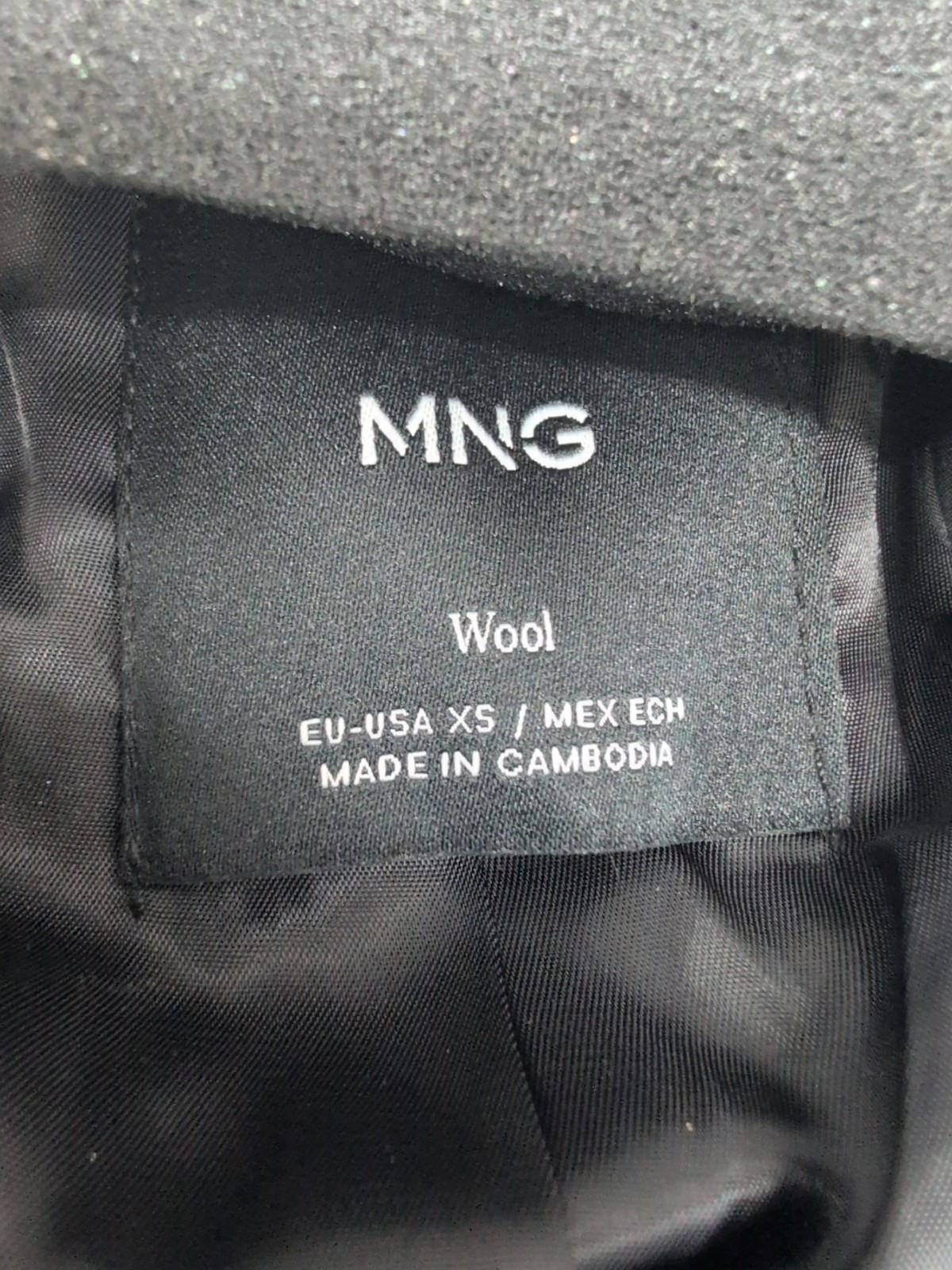 Mango Lapels V Neck Collar Long Sleeve Women's Wool Blend Coat XS Black thumbnail 7